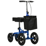 -HOMCOM Knee Scooter with Basket Storage, Walker Mobility During Medical Rehabilitation & Injury, Folding for Transport, Blue - Outdoor Style Company