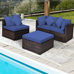  - 4 Pcs Ottoman Garden Deck Patio Rattan Wicker Furniture Set Cushioned Sofa - Outdoor Style Company