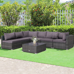  - 7 Pieces Patio Rattan Furniture Set with Sectional Sofa Cushioned - Outdoor Style Company