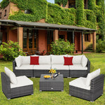  - 7 Pieces Patio Rattan Furniture Set with Sectional Sofa Cushioned - Outdoor Style Company