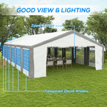 Outsunny 20' x 40' Heavy-duty Large Wedding Tent, Outdoor Carport Garage Party Tent, Patio Gazebo Canopy with Sidewall, Gray