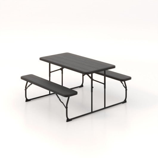  - Indoor and Outdoor Folding Picnic Table Bench Set with Wood - like Texture - Outdoor Style Company