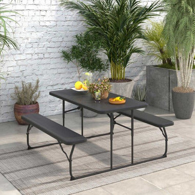  - Indoor and Outdoor Folding Picnic Table Bench Set with Wood - like Texture - Outdoor Style Company