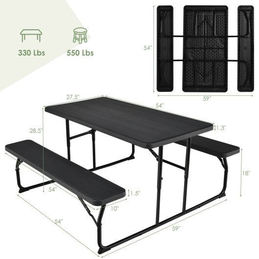  - Indoor and Outdoor Folding Picnic Table Bench Set with Wood - like Texture - Outdoor Style Company