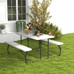  - Indoor and Outdoor Folding Picnic Table Bench Set with Wood - like Texture - Outdoor Style Company