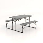  - Indoor and Outdoor Folding Picnic Table Bench Set with Wood - like Texture - Outdoor Style Company