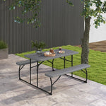  - Indoor and Outdoor Folding Picnic Table Bench Set with Wood - like Texture - Outdoor Style Company