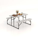  - Indoor and Outdoor Folding Picnic Table Bench Set with Wood - like Texture - Outdoor Style Company