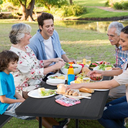  - Indoor and Outdoor Folding Picnic Table Bench Set with Wood - like Texture - Outdoor Style Company