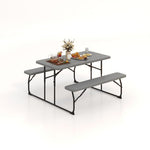  - Indoor and Outdoor Folding Picnic Table Bench Set with Wood - like Texture - Outdoor Style Company