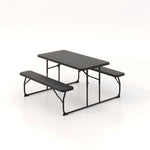  - Indoor and Outdoor Folding Picnic Table Bench Set with Wood - like Texture - Black - Outdoor Style Company