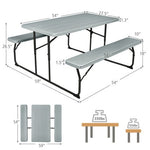  - Indoor and Outdoor Folding Picnic Table Bench Set with Wood - like Texture - Gray - Outdoor Style Company