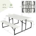  - Indoor and Outdoor Folding Picnic Table Bench Set with Wood - like Texture - White - Outdoor Style Company