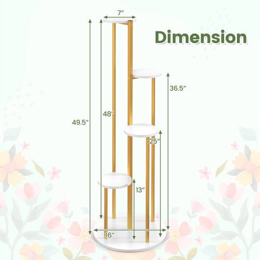  - Indoor Metal Plant Stand Corner Plant Shelf for Potted Plant with Golden Metal Frame - Outdoor Style Company