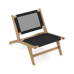  - Indoor Outdoor Teak Wooden Chair with Handwoven Cordage Seat and Backrest - Outdoor Style Company
