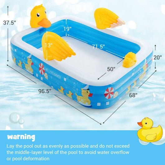  - Inflatable Swimming Pool Duck Themed Kiddie Pool with Sprinkler for Age Over 3 - Outdoor Style Company