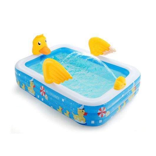  - Inflatable Swimming Pool Duck Themed Kiddie Pool with Sprinkler for Age Over 3 - Outdoor Style Company