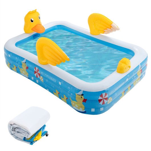  - Inflatable Swimming Pool Duck Themed Kiddie Pool with Sprinkler for Age Over 3 - Outdoor Style Company