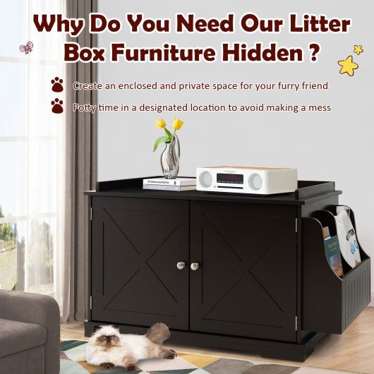  - Large Wooden Cat Litter Box Enclosure with the Storage Rack - Outdoor Style Company