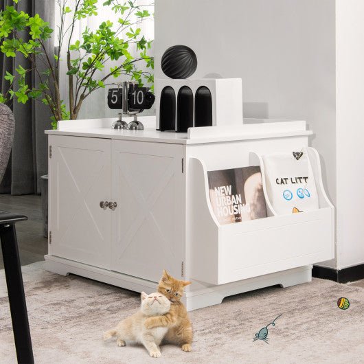  - Large Wooden Cat Litter Box Enclosure with the Storage Rack - Outdoor Style Company