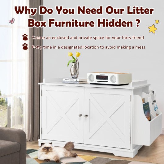  - Large Wooden Cat Litter Box Enclosure with the Storage Rack - Outdoor Style Company