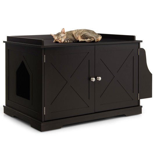  - Large Wooden Cat Litter Box Enclosure with the Storage Rack - Outdoor Style Company