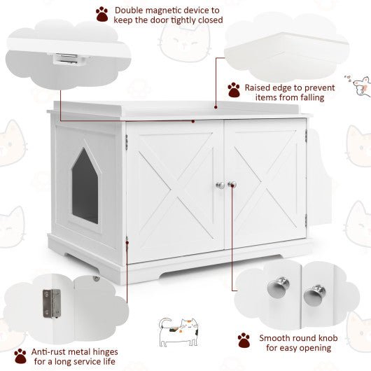  - Large Wooden Cat Litter Box Enclosure with the Storage Rack - Outdoor Style Company