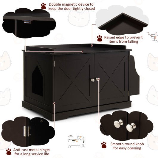  - Large Wooden Cat Litter Box Enclosure with the Storage Rack - Outdoor Style Company