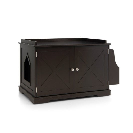  - Large Wooden Cat Litter Box Enclosure with the Storage Rack - Outdoor Style Company