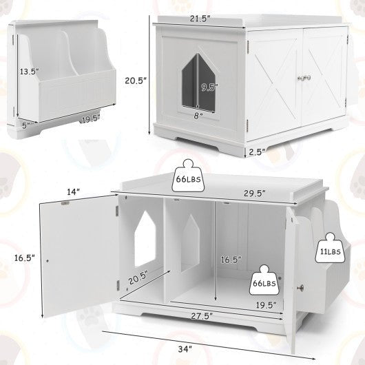  - Large Wooden Cat Litter Box Enclosure with the Storage Rack - Outdoor Style Company