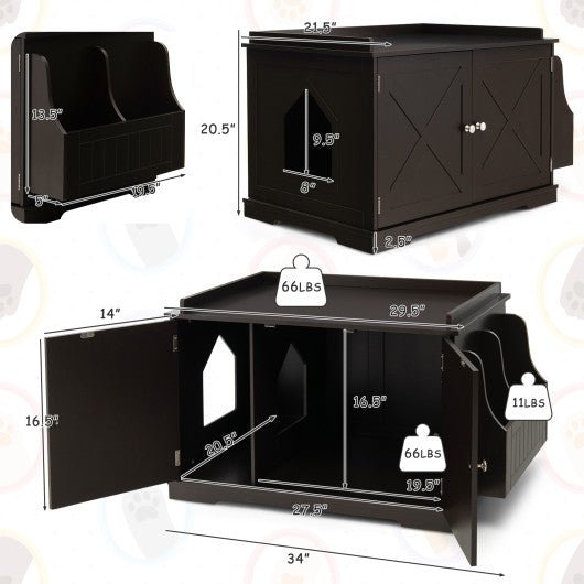  - Large Wooden Cat Litter Box Enclosure with the Storage Rack - Outdoor Style Company