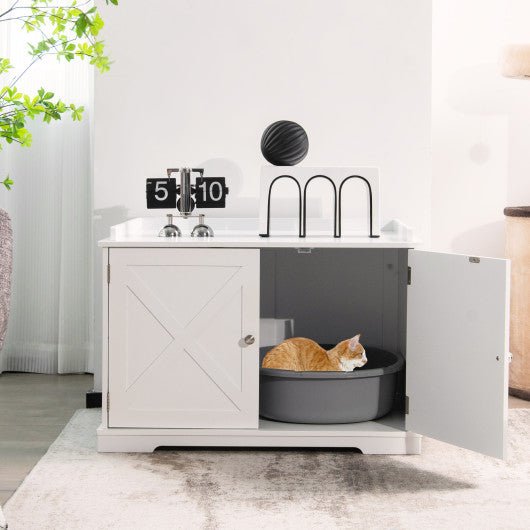  - Large Wooden Cat Litter Box Enclosure with the Storage Rack - Outdoor Style Company
