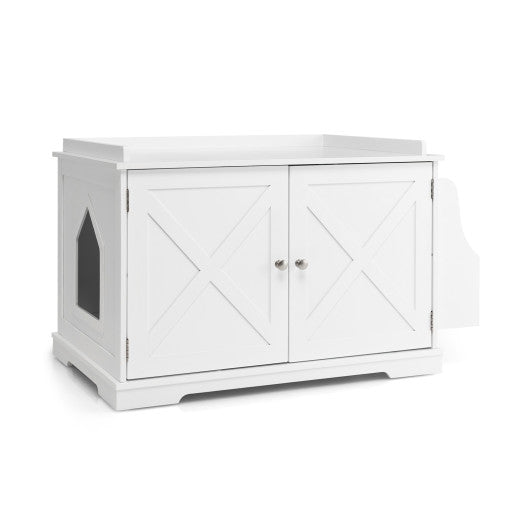  - Large Wooden Cat Litter Box Enclosure with the Storage Rack - Outdoor Style Company