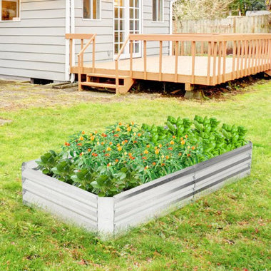  - Metal Galvanized Raised Garden Bed with Open - Ended Base - Outdoor Style Company