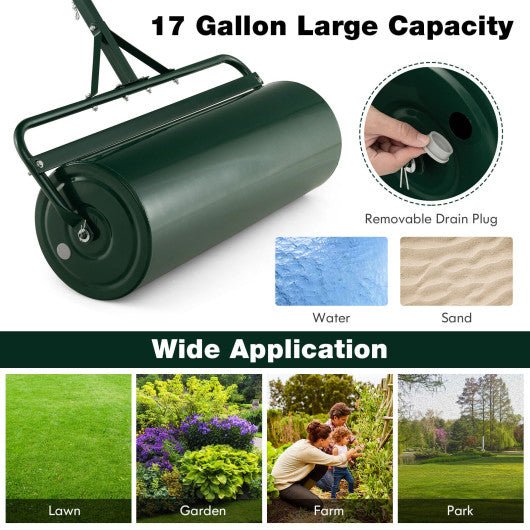  - Metal Lawn Roller with Detachable Gripping Handle - Outdoor Style Company