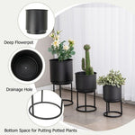  - Metal Planter Pot Stand Set of 3 with Pots for Home Balcony Garden - Outdoor Style Company