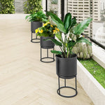  - Metal Planter Pot Stand Set of 3 with Pots for Home Balcony Garden - Outdoor Style Company