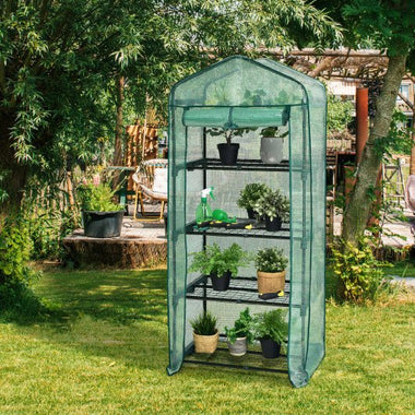  - Mini Greenhouse with 4 - Tier Rack and Weatherproof PE Cover - Outdoor Style Company