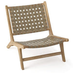  - Modern Armless Teak Wood Lounge Chair with Nylon Woven Backrest and Seat - Outdoor Style Company