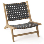  - Modern Armless Teak Wood Lounge Chair with Nylon Woven Backrest and Seat - Outdoor Style Company