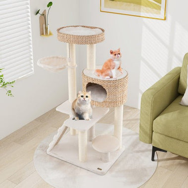  - Modern Cat Tree for Indoor Cats with Cattail Fluff Condo and Top Perch - Outdoor Style Company