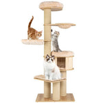  - Modern Tall Cat Tree Tower with Scratch Posts and Washable Mats - Outdoor Style Company