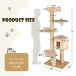  - Modern Tall Cat Tree Tower with Scratch Posts and Washable Mats - Outdoor Style Company