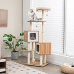  - Modern Wooden Cat Tree with Perch Condos and Washable Cushions - Outdoor Style Company