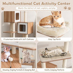  - Modern Wooden Cat Tree with Perch Condos and Washable Cushions - Outdoor Style Company