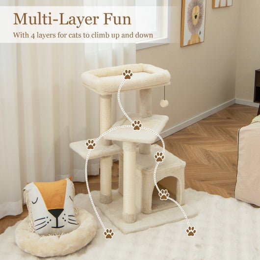  - Multi - layer Cat Tree with Perch and Hanging Ball - Outdoor Style Company