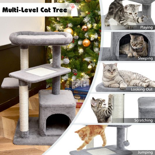  - Multi - layer Cat Tree with Perch and Hanging Ball - Outdoor Style Company