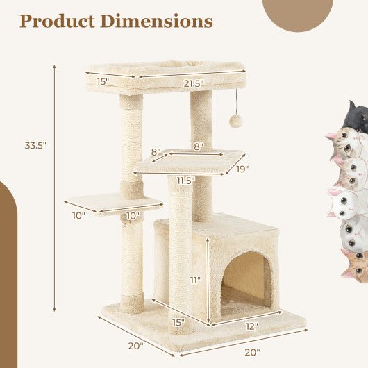  - Multi - layer Cat Tree with Perch and Hanging Ball - Outdoor Style Company