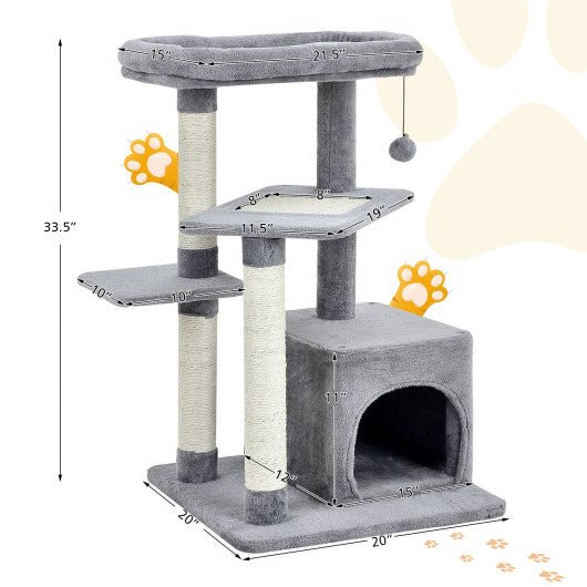  - Multi - layer Cat Tree with Perch and Hanging Ball - Outdoor Style Company