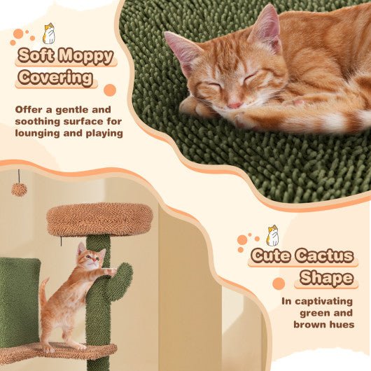  - Multi - level Cactus Cat Tree with Scratching Posts Ladder Double Condos and Toys Bed - Outdoor Style Company